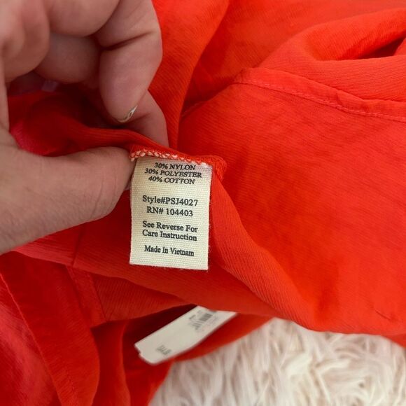 Blu Pepper NWT Plus Red Orange Sleeveless Asymmetrical Ruffle Blouse Sz 2x - Picture 7 of 9